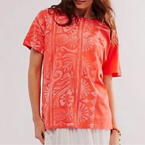 Ragabond By Free People Maui Graphic Tee - Redish/orange Small Pineapples